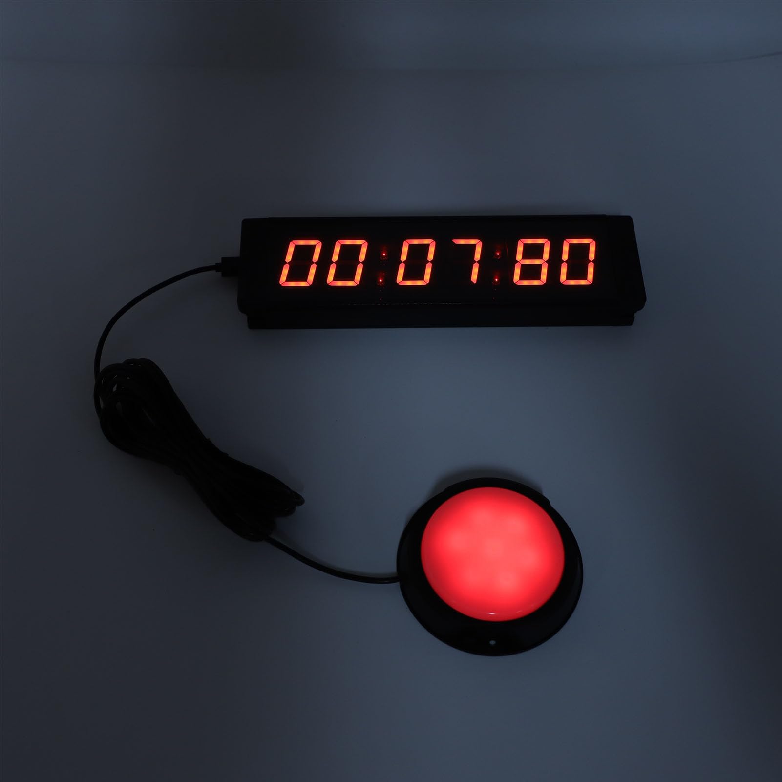 Temporizador de LED con 6 Dígitos, Reloj de Cuenta Regresiva para Gimnasio y Eventos, Temporizador Multifuncional con Control Remoto y Marco de Aluminio Rojo