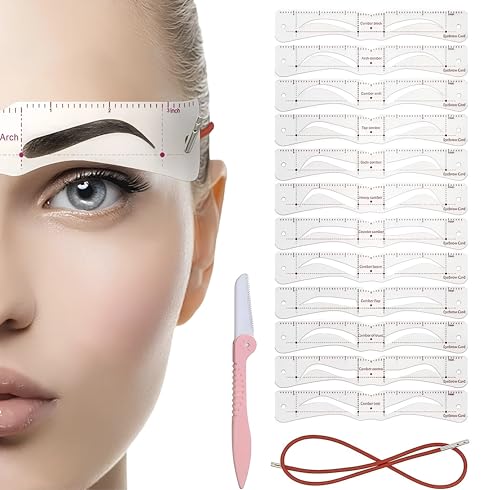 12 Paare Augenbrauen Schablonen + Eyebrow Shaper +...