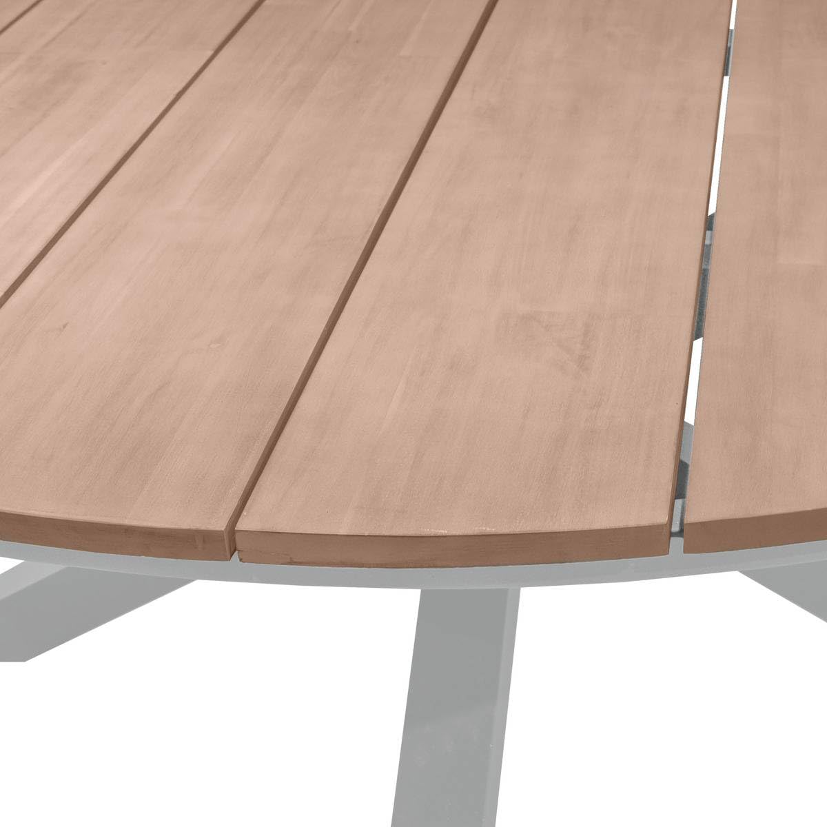 Hespéride - Mesa de jardín redonda Oriengo blanca - 8 plazas - Aluminio acacia con revestimiento epoxi antioxidante