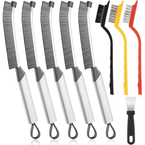 Image of 9-Piece Crevice Cleaning Brush Set, Hard Bristle Gap Scrubber Tools, Stiff Nylon Detail Brushes for Window Tracks, Bathroom Grout, Blenders & Kitchen Sink Detailing, Zero Cross-Contamination