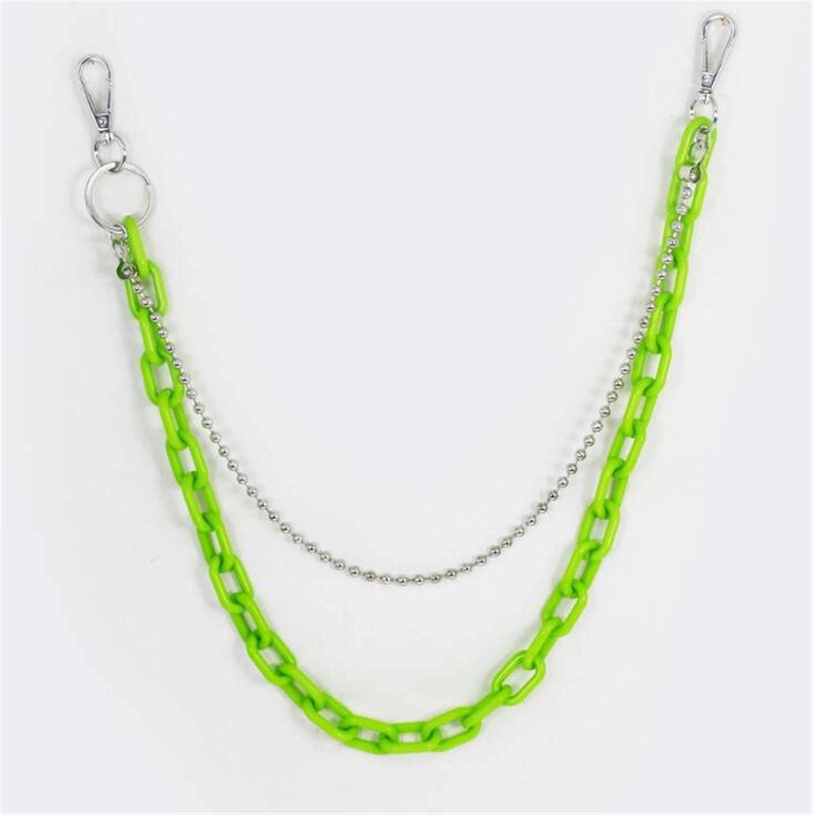 Mannen vrouwen Punk hiphop broek ketting straat cool chique stijl mannen en vrouwen acryl broek ketting sieraden sleutelhanger mode-sieraden Broek Portemonnee Kleding Accessoires (Groen