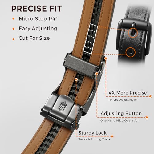 Image of Zitahli Belt Men,Leather Ratchet Belt for Men Dress Casual Every Day with Adjustable Buckle,Trim to Fit For Gift