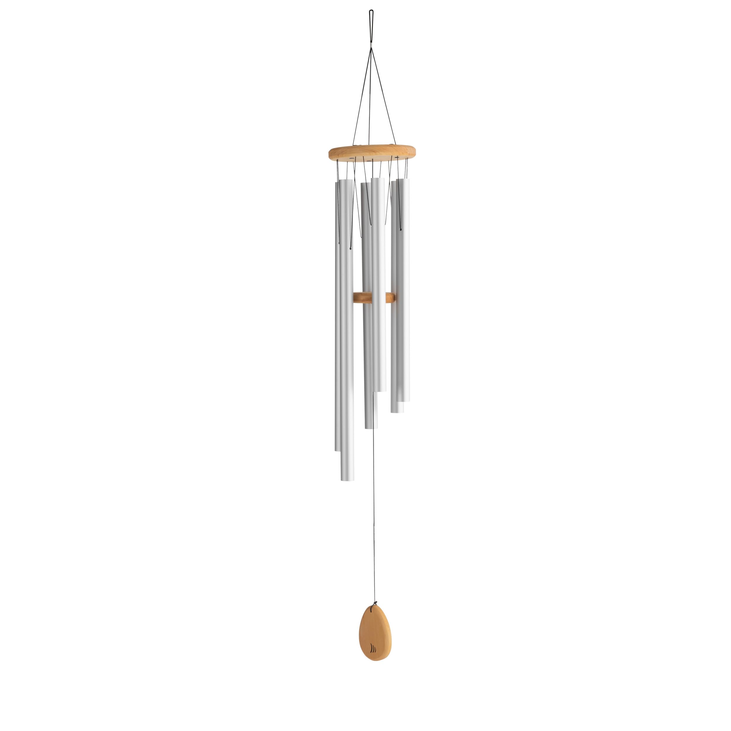 Schlagwerk Einklang Windspiel Tageston 80 cm - 6 Röhren, lang anhaltender Klang - Aluminium - Exakt gestimmt Frenquenzen mit Naturton-Reihe - Meditation - Entspannung - Vitale Stärke