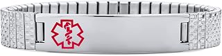 Customized Blank Medical Identification Medical ID Stretch Link Bracelet For Women Teens Unisex Stainless Steel