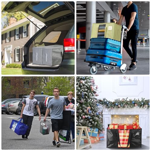 Image of BALEINE 2-Pack Oversized Moving Bags with Reinforced Handles, Heavy-Duty Storage Tote Moving Supplies for Packaging, Camping (Color Stripe, 2-Pack)