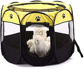Foldable Portable Pet Playpen Dog Cat Puppy Pen for Indoors Outdoor Soft Pop Up Pet Fence Lightweight Fabric Playpen with Breathable Mesh Dog Tent for Puppies Cats Rabbits or Small Animals 28"x28"x17"