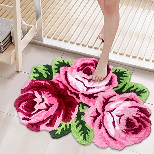 Tapete ABREEZE con diseño de rosas rosas 80x60 cm miniatura 2