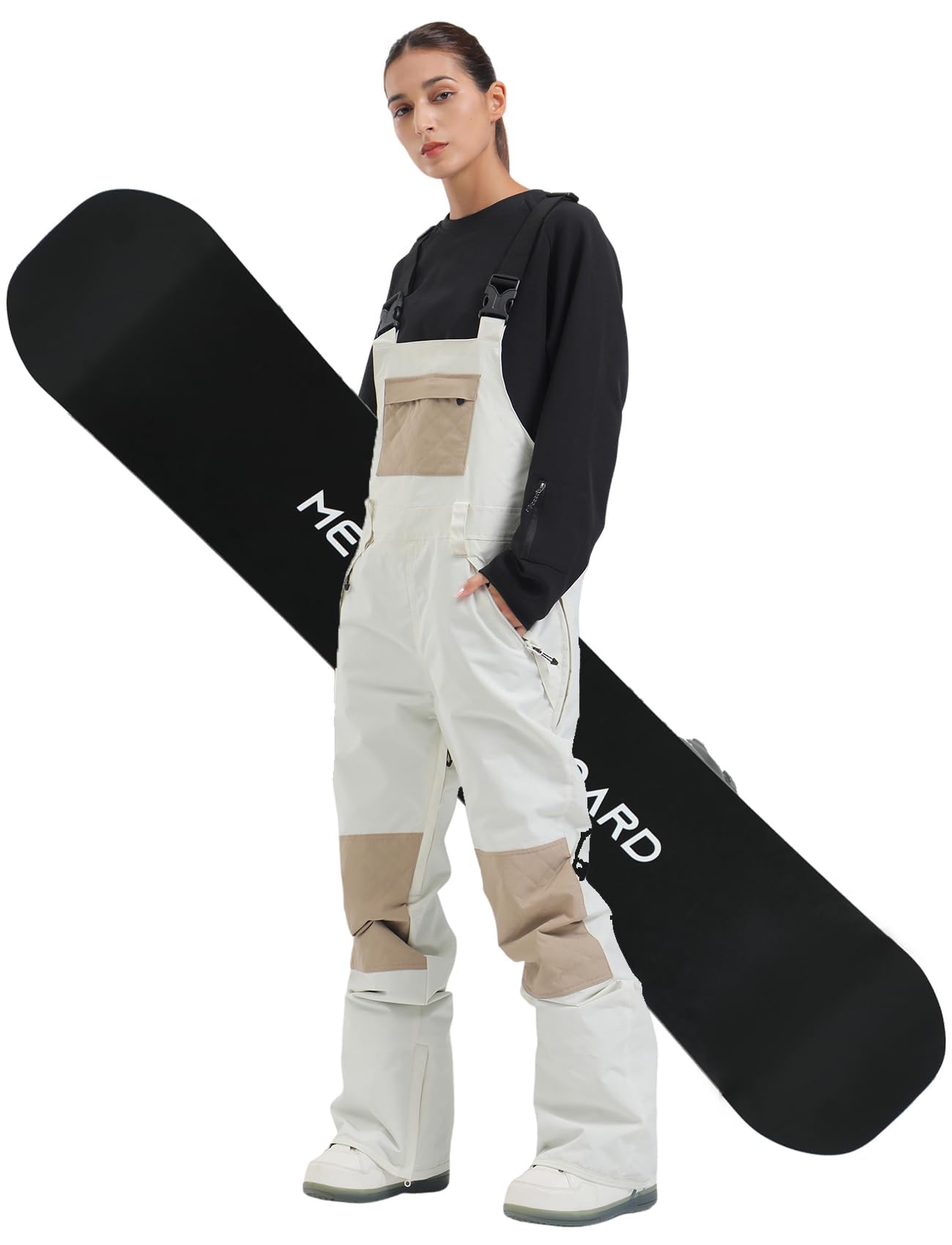 GSOU SNOW Damen Snowboard Latzhose Ski Latzhose Baggy Snowboardhose Skihose für Frauen - Wasserdicht Winddicht Atmungsaktiv Warm