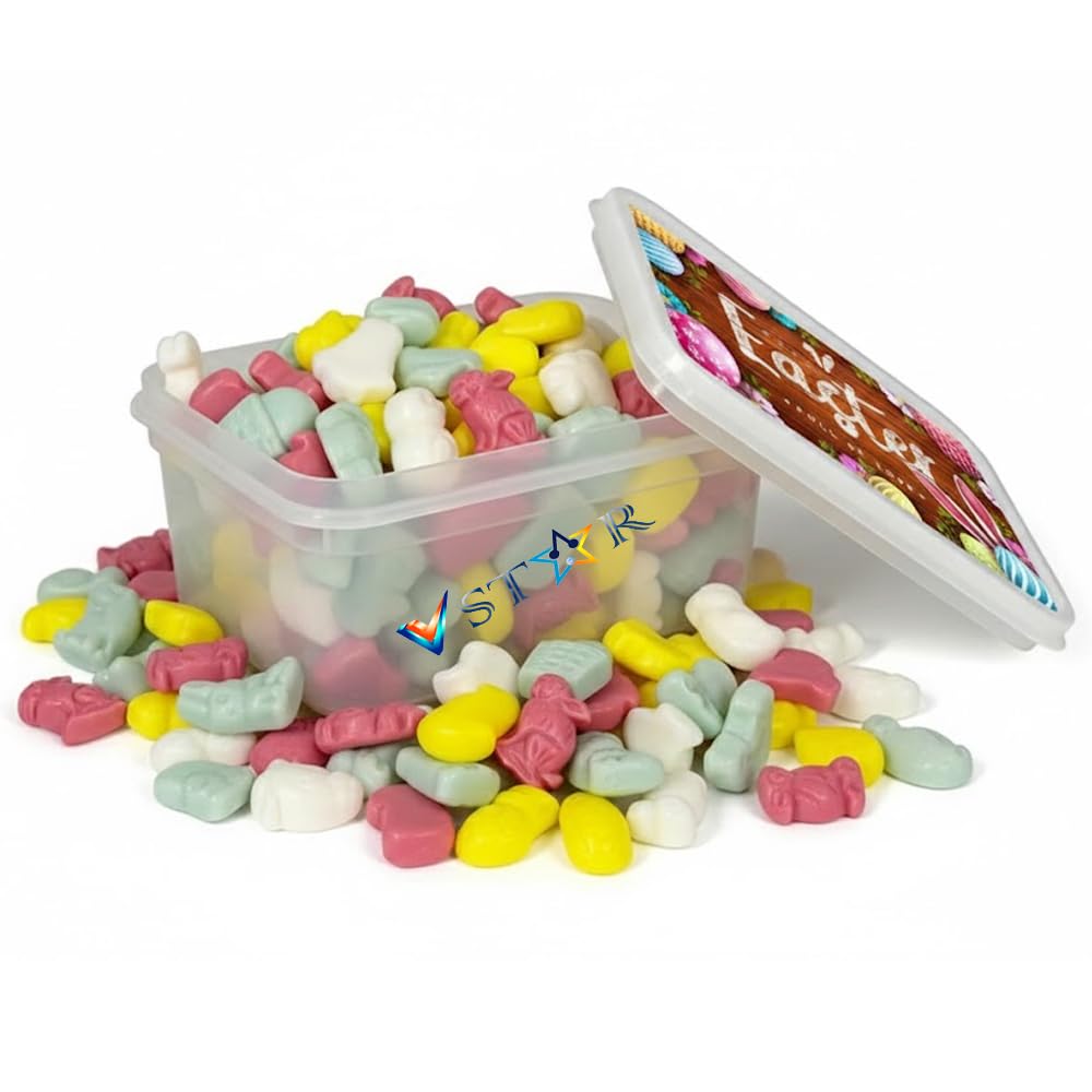 Easter Vegan Candy Mix in Gift Tub – Chicks, Rabbits, Eggs & Ducks – Pink, Green, Yellow & White Sweets – Seasonal Holiday Easter Mix - Cdyc (2000g)