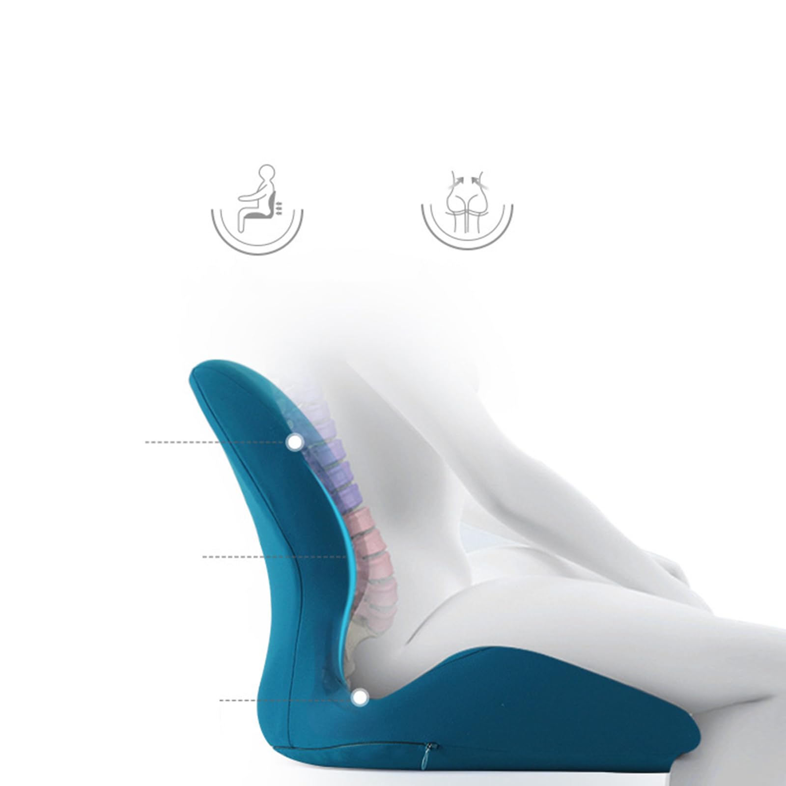 Cuscini lombari, Protezione per Vita e Anca in Memory Foam Ispessimento del coccige, Supporto per la Vita Cuscino Integrato a Forma di L per Sedia da Ufficio e Sedile da Viaggio,Dark Gray