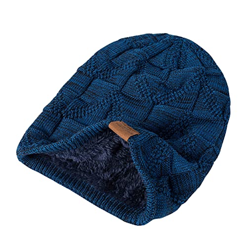 PAGE ONE Mens Winter Slouchy Beanie Warm Fleece Lined Skull Cap Baggy Cable Knit Hat