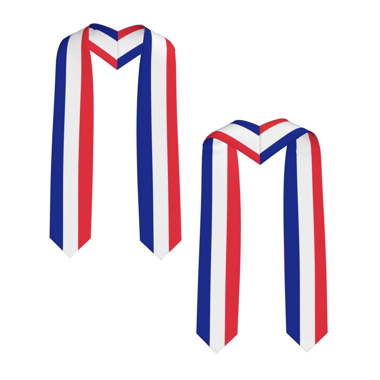 Augenstern Unisex Pointed Graduation Stoles France-Flag-Blue-White-Red Fashion Graduation Sash