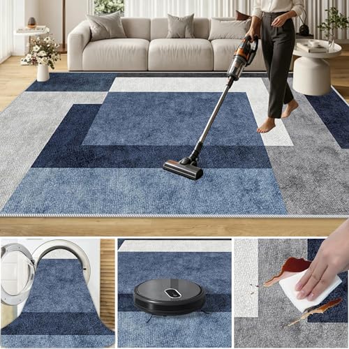 Tapis de salon lavable 60x90 cm antidérapant à poil ras