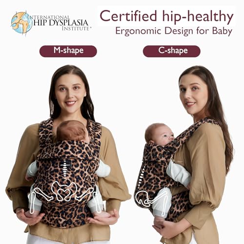 Image of Momcozy Baby Carrier - Ergonomic, Cozy and Lightweight Carrier for 7-45lbs, Effortless to Put On, Ideal for Hands-Free Parenting, Enhanced Lumbar Support, Purehug for Infant to Toddler, Leopard