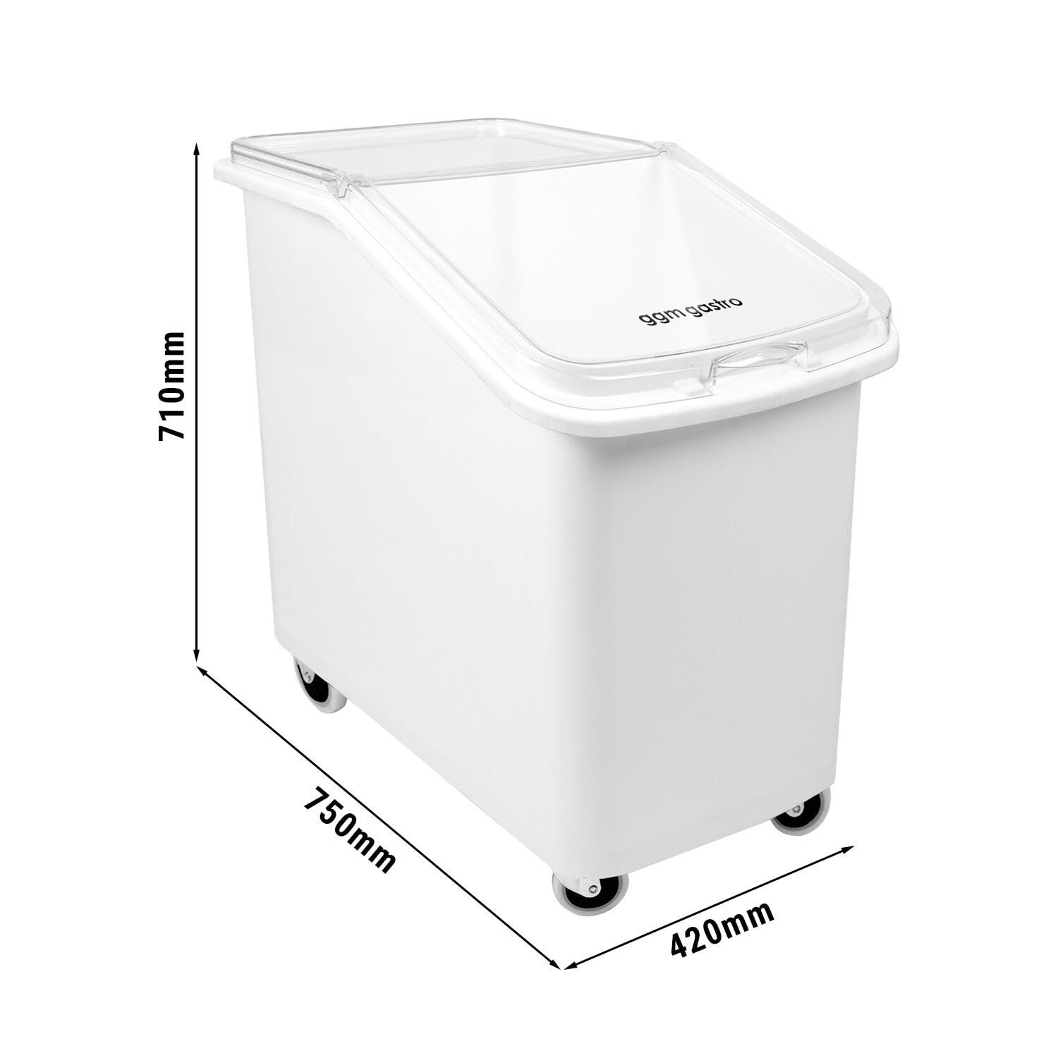GGM Gastro | GPPUS11 | Mehlwagen/Zutatenwagen - 102 Liter - Polypropylen - Mit Deckel & leisen Rollen