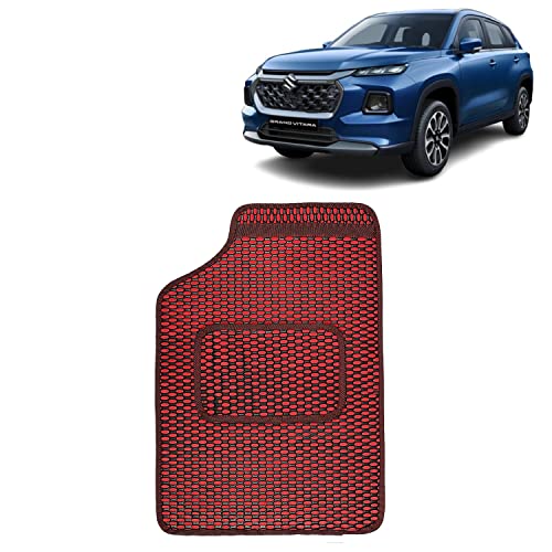 Image of Kingsway Dotted Design Car Floor Foot Mats Universal Fit for Maruti Suzuki Grand Vitara, Model Year : 2022 Onwards, Water and Dustproof, Color Red, Set of 5 Pieces