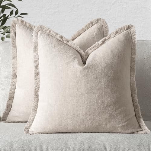 MIULEE Christmas Decorative Throw Pillow Covers Neutral Linen Fri...
