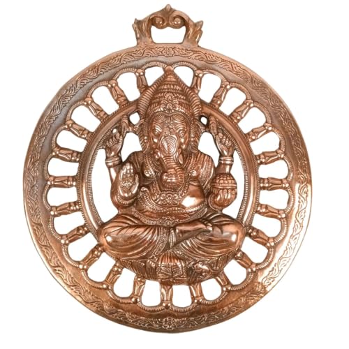 Image of Apka Mart The Online Shop Ganesha Round Wall Hanging | Metal Alloy Religious Wall Art for Pooja Room & Home Entrance | Diwali & Ganesh Chaturthi Gift - 17 Inch (46 cm)