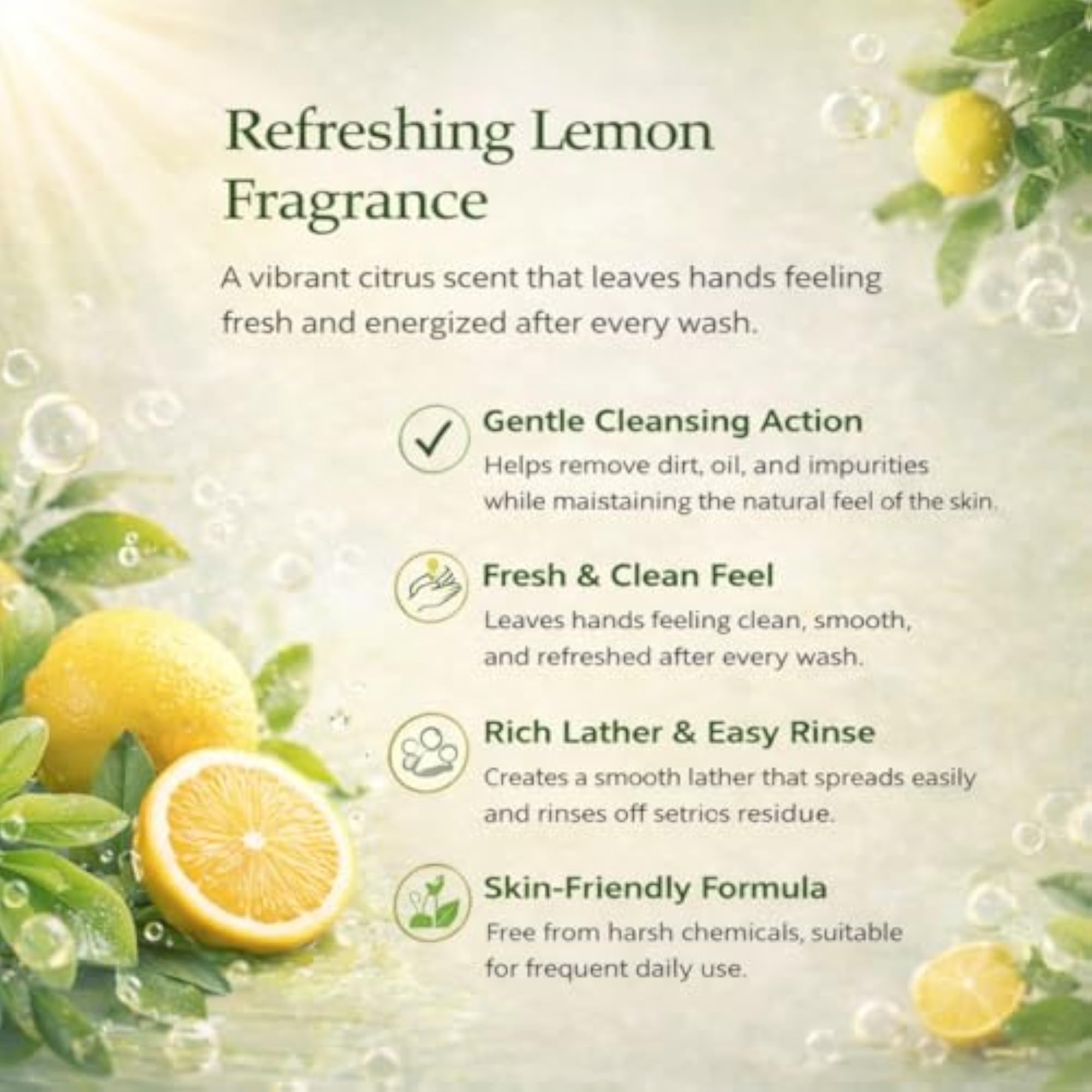 Lemon Refreshing Hand Wash, Citrus Liquid Soap Pack of 2