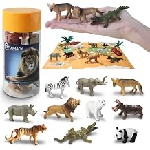 10pcs Mini Wild Animals Toys for Kids - Realistic Safari Figurines Jungle Zoo Playset Lion Elephant Tiger Forest Wildlife Animal Toys Sensory Bin Bath Play Christmas Birthday Toddlers Gift