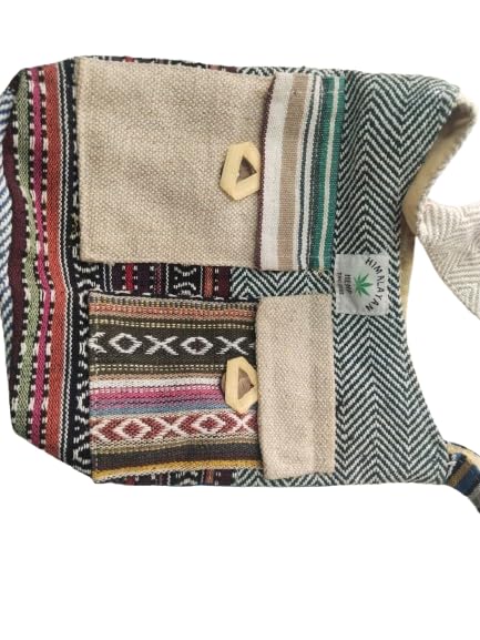Image of Women Crossbody Bag, Handwoven Ethnic Pattern, Multi-Color Striped Strap, Zipper Pockets, Bohemian Style