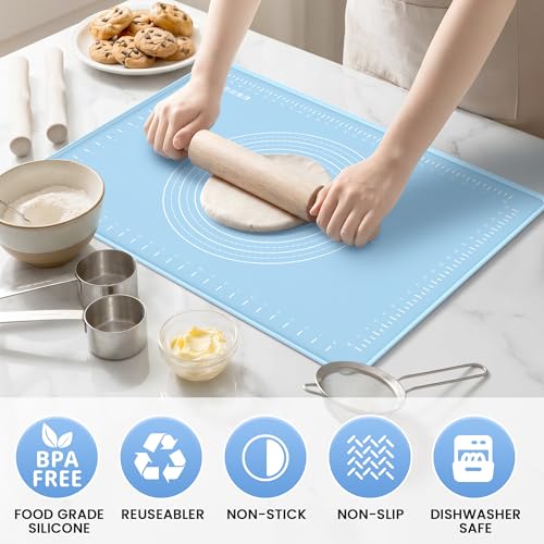 Silicone Baking Mat 20x16 Inches | Extra Thick Dough Rolling Mat with Measurements and Edge Heightening | Non-Stick Food Grade Pastry Mat for Pastry, Bread, Cookies, Pizza, Fondant & Pasta by HslyT - Image 7