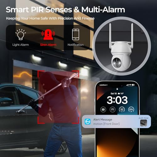 Image of Solar Security Camera Wireless Outdoor, 2K HD Color Night Vision Home Security Camera System with 360 View Battery Powered Spotlight & Siren WiFi Camera Outdoor Motion Sensor and 2-Way Audio 4 Pack