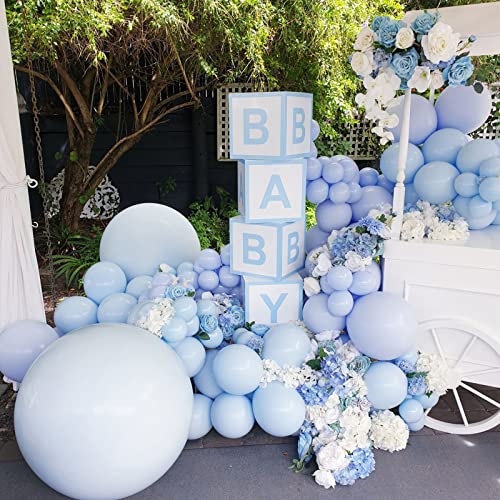 Image of Voircoloria 130pcs Light Blue Balloons Different Sizes 18 inch 12 inch 10 inch 5 inch Baby Blue Balloons for Boys Girls Birthday Baby Shower Gender Reveal Wedding Children's Day Decorations