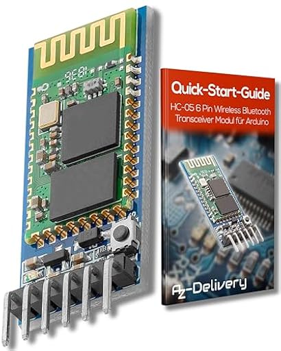 AZDelivery HC-05 HC-06 Bluetooth Wireless, RF Modulo Transceptor, RS232 Serial TTL Bluetooth Inalambrico Serial Transceiver Compatible con Arduino y con E-Book Incluido! | Ya disponible en tu tienda friki favorita! En mundofriki.es!