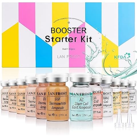 BB Glow Starter Kit Hyaluronic Acid Serum Foundation Skincare Mix Kit 0.27oz Hyaluronic Acid Ampoule and Essence Foundation 12 Vials Glow Pigment Skincare Kit (Multicolor) Cover