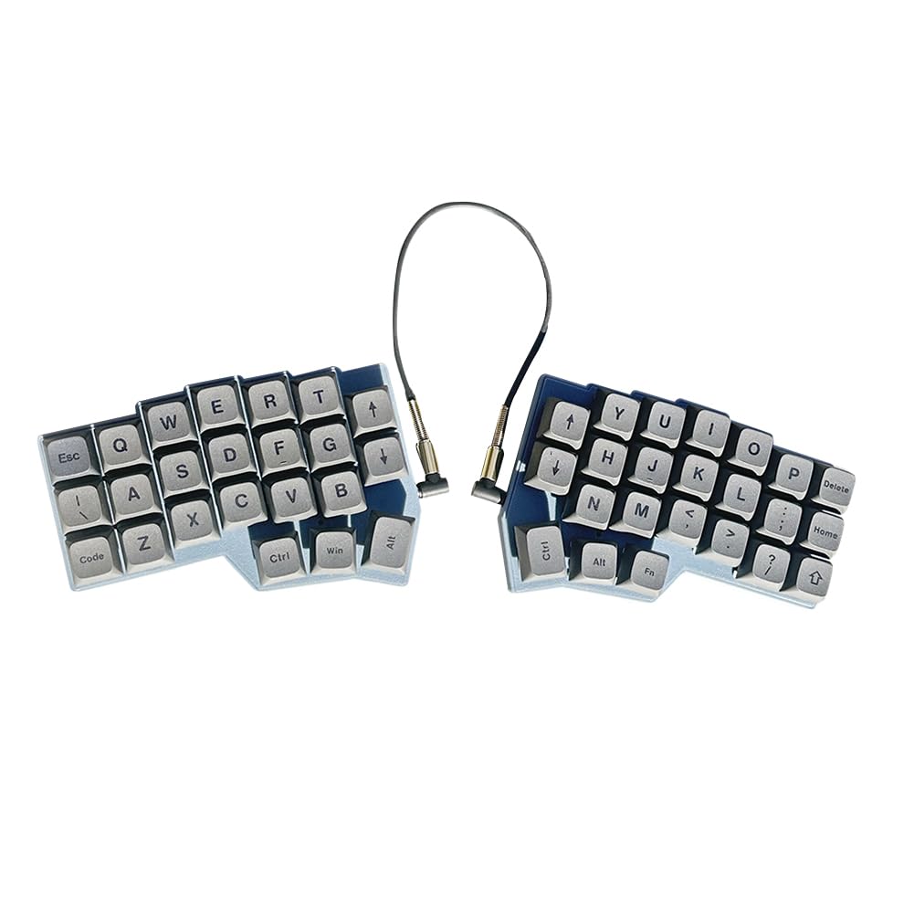 LYEAA Wired Ergonomic Split Keyboard with Hot Swap - Left Right Hand Support for PC Gaming Keyboard Gray Wood Axis
