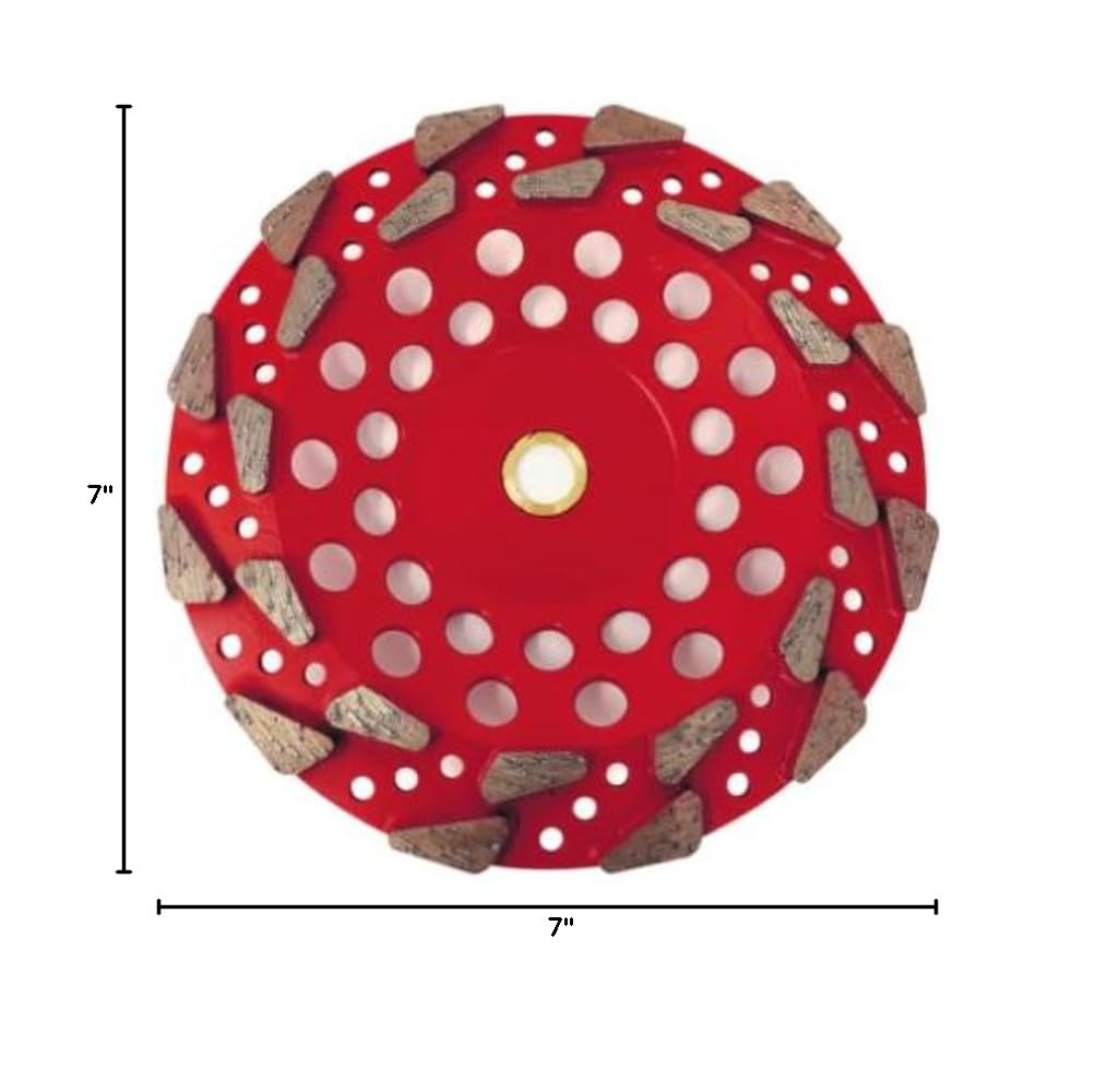 7'' Wheel of Death Cupwheel for High Performance Diamond Grinding Wheels for Aggressive Concrete, Paint, Epoxy, Mastic, Coating Removal Threaded