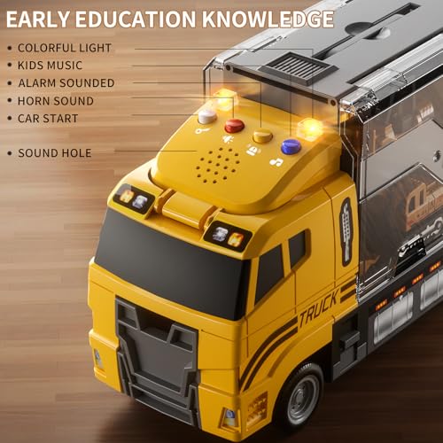 TEMI Construction Truck Set with Play Mat, Carrier Truck Toys for Kids Toddlers, Die-Cast Metal Toy Car Set, Christmas Birthday Gift for Age 3 4 5 6 + Years Old Boys Girls - Image 5