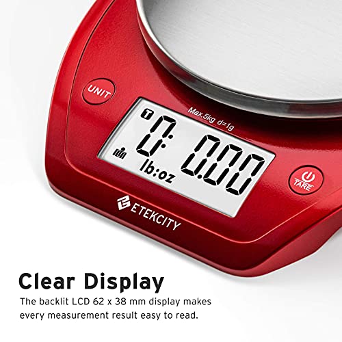 Image of SF-400 Digital Kitchen Weighing Scale | 10Kg x 1g Precision | Food Scale with LCD Display for Cooking, Baking, Meal Prep & Healthy Diet | Compact Electronic Weight Machine for Home Use (Chili Red)