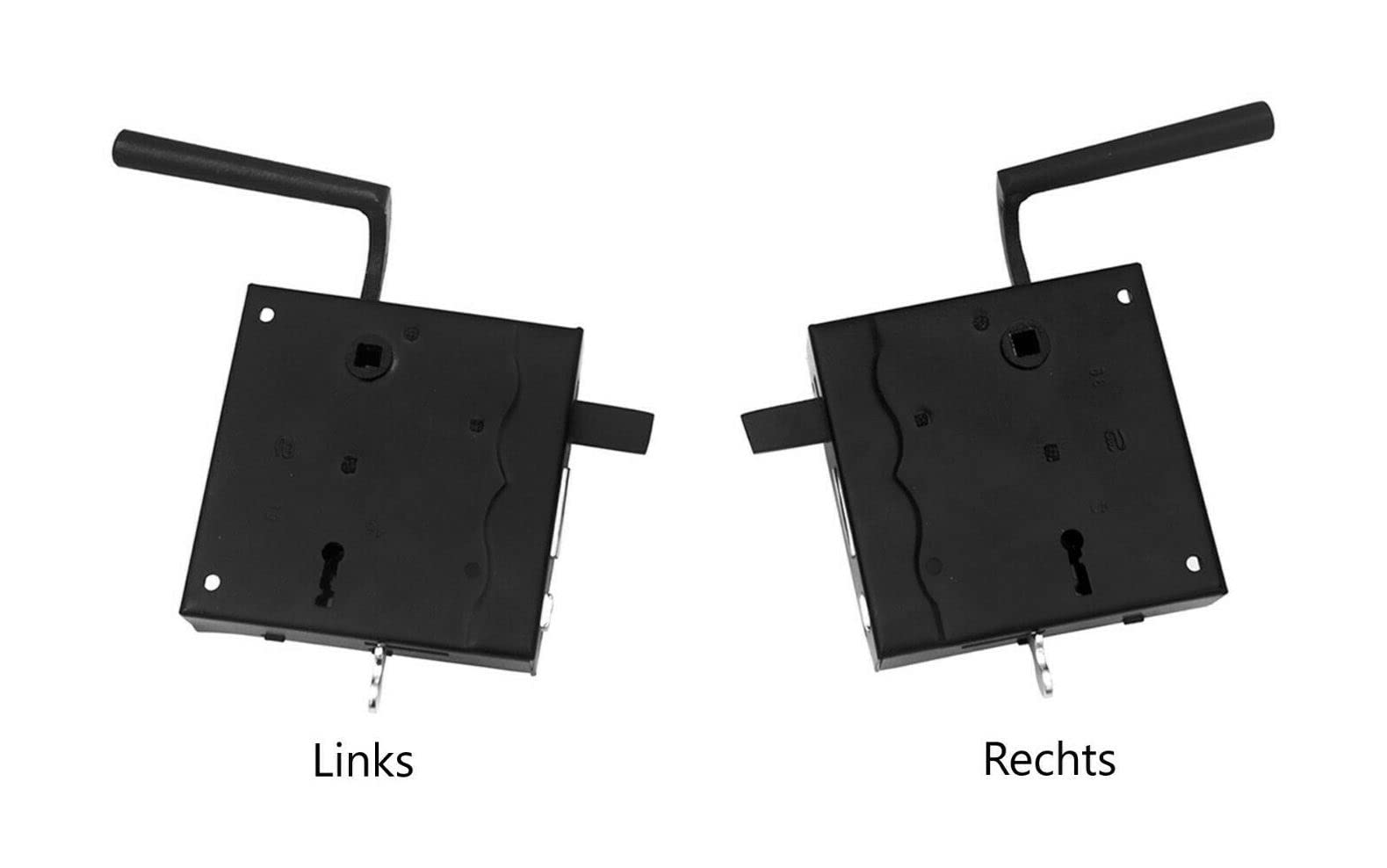Kastenschloss Schwarz Links/Rechts – Pulverbeschichtetes Aufschraubschloss aus Stahl – Rostfrei & Robust – Stumpfdrücker-Länderschloss mit Griff (RECHTS)