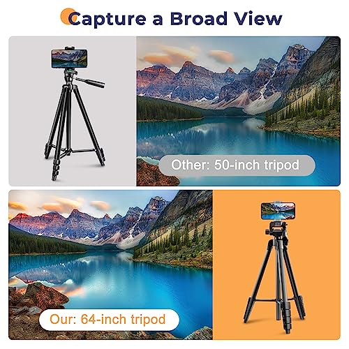 Tripé de telefone e tablet de 64 polegadas, tripé de celular Aureday para iPhone com controle remoto