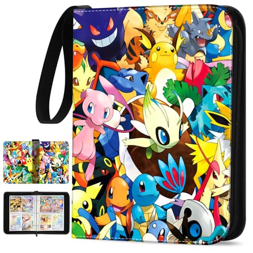 Sammelkarten Album Tragbarer Karten Sammelalbum 4 Taschen 50 Seiten 400 Karten Kapazität PU Wasserdicht Card Binder SammelHeft Ordner Buch Geschenke von Sammlern und Kindern.