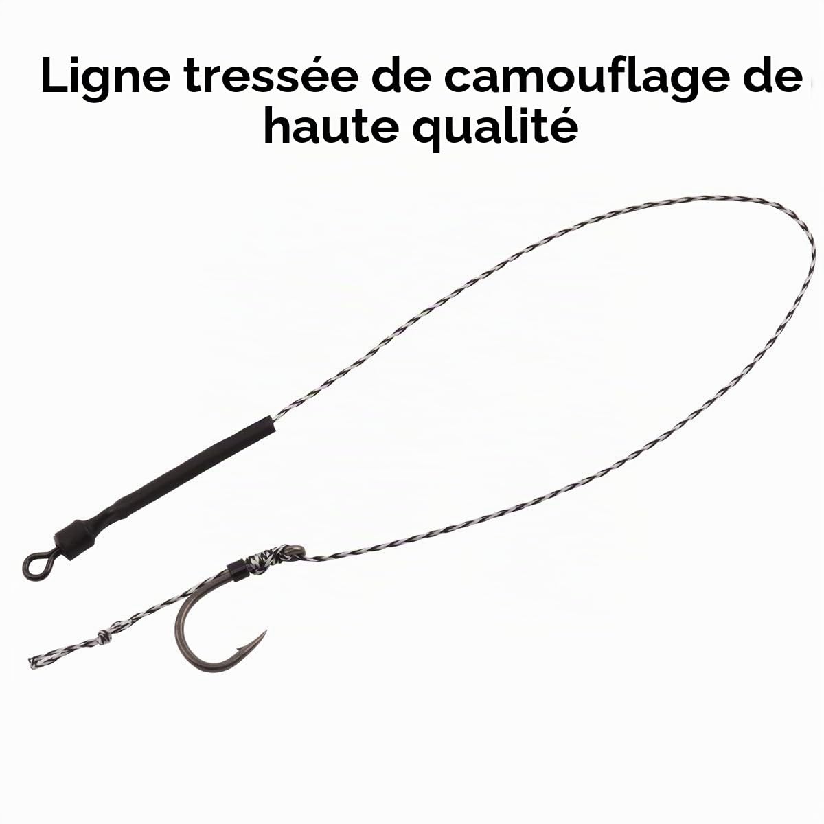 Montage de Cheveux pour la Pêche à la Carpe, 20 PCS Hameçons à Carpe Incurvés Barbelés, Hameçon Tressé Carpe Accessoires avec Boilie Rig Carpe Leader, 3 Bouchons Bouillette,Taille 2 4 6 8