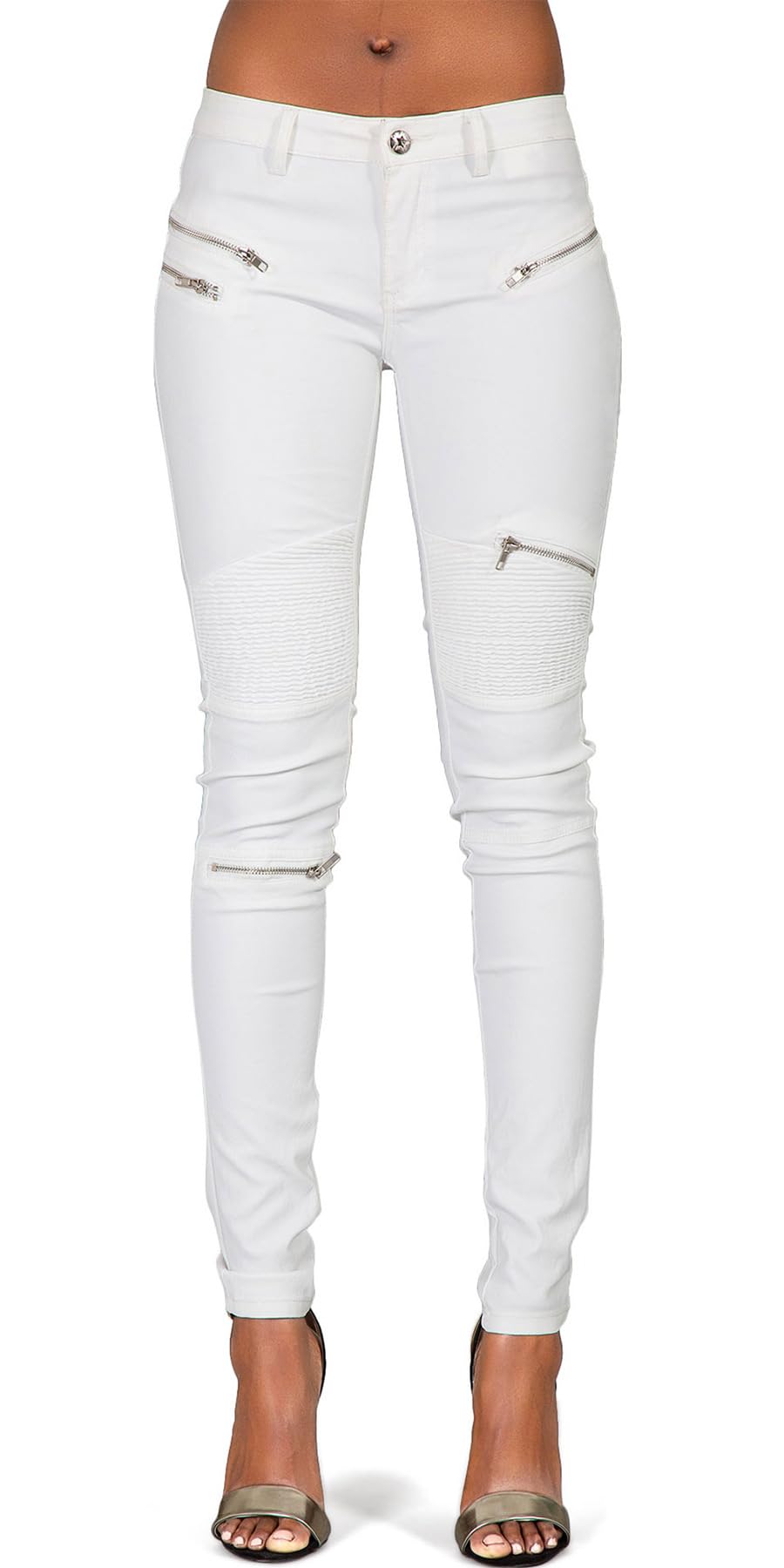 Pantaloni da Ciclismo da Donna in Pelle PU Slim Fit Elasticizzati Leggings