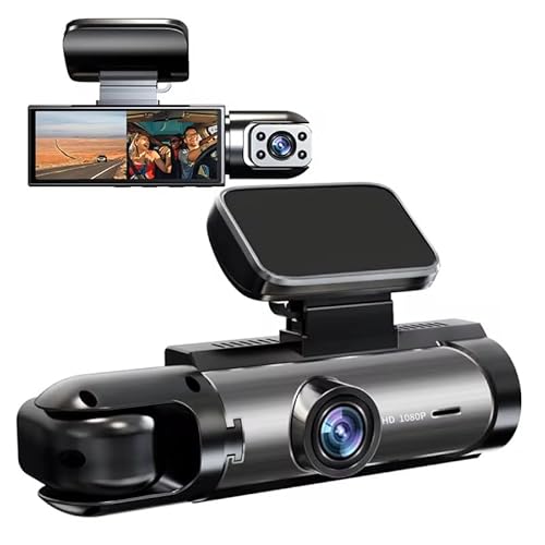 1080P Dash Cam Front and Inside with WiFi, 3.16 Inch Dual Camera Car DVR, 170° Wide Angle, Night Vision, G-Sensor, Loop Recording, Motion Detection, 64GB TF Card Included