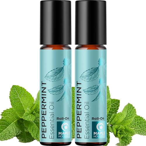 Peppermint Oil Roll on - Pure Peppermint Rollerball Essential Oil Aromatherapy Stick for Headaches - Natural Travel Essential and Pregnancy Must Have for Headaches Energy & Focus Support (2 Pack)