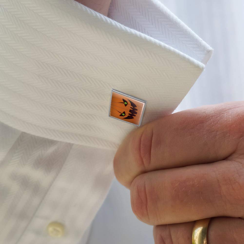 GRAPHICS & MORE Jack-o'-Lantern Pumpkin Face Halloween Decoration Square Cufflink Set - Silver or Gold