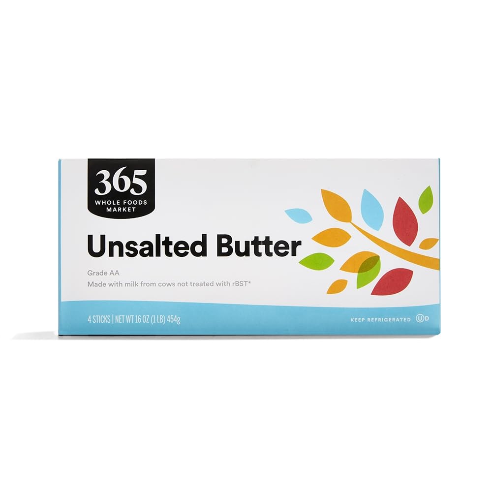365 by Whole Foods Market Organic Unsalted Butter, Grade AA, 16 oz - Pure Sweet Cream for Baking & Cooking