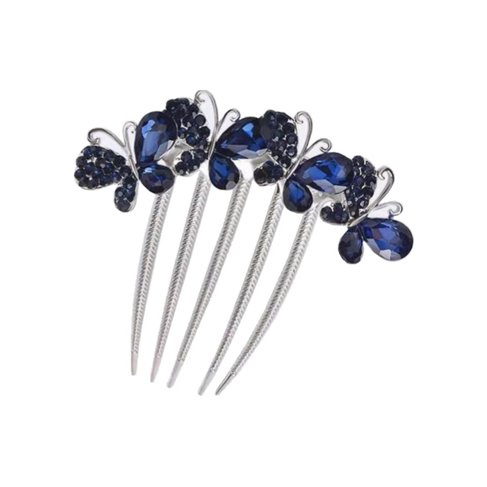 1PCS Bride Wedding Hair Comb Navy Blue exquisite Rhinestone Bridal Hair Comb Pearl Wedding Hair Accessoriesfor Women and Girls