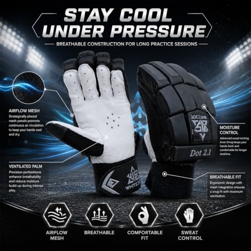 WHITEDOT Sports Dot 2.1 Cricket Batting Gloves, Large, Right Hand, - Image 7