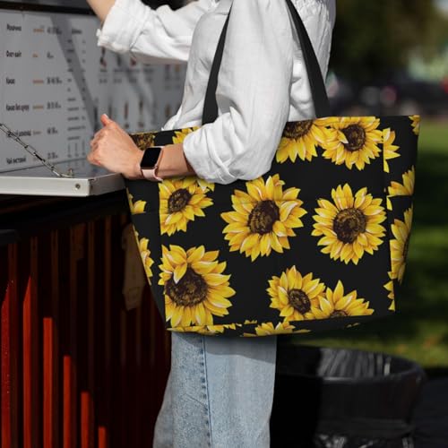 Sac de plage tournesol grand format doté de poignées robustes