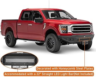 Hooke Road 2022 F150 Front Bumper for Ford F-150 2021 2022 2023 (Excluding Raptor), Steel Offroad Bumper with License Plate Mount & LED Spotlights