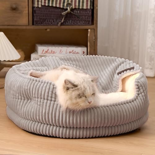OMLIVLIES Cat Beds for Indoor Cats,with Soft Hooded Blanket.Comfortable Cute cat Bed,Removable Inner...
