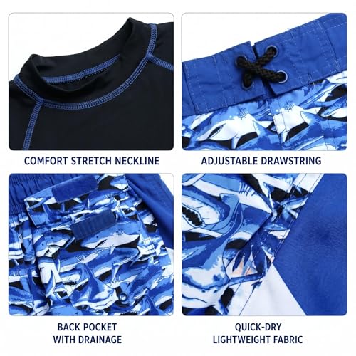 Image of Body Glove Boys Swim Set - 2 Piece Boys Swim Trunks with Rash Guard UV Protection Swimsuit Kids Bathing Suits (Sizes 4-12)