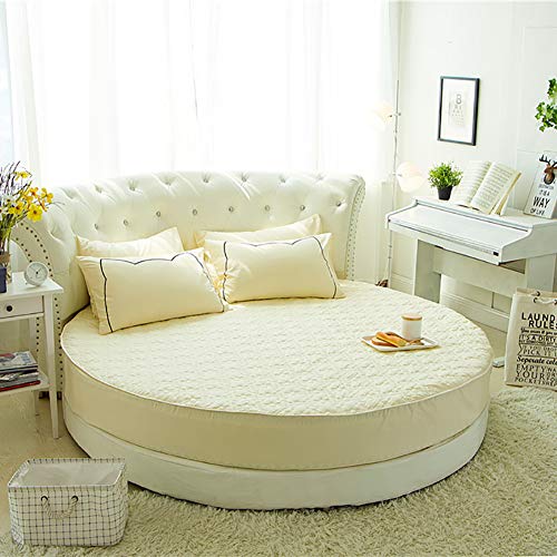 Drap housse lit rond 100% coton matelassé beige de qualité hôtel | SHEETS&BED - 2